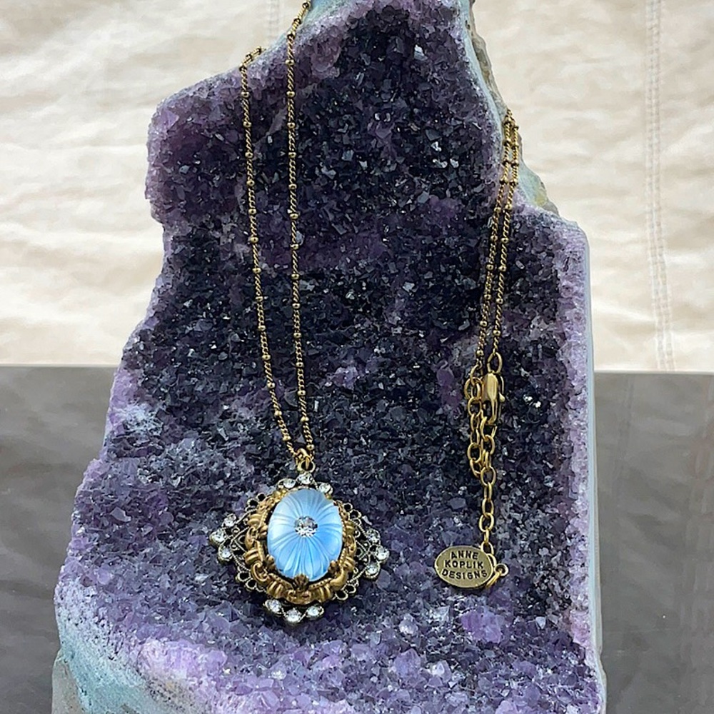Vtg.Anne Koplik 18” Gold Necklace With Pendant - Picture 10 of 12